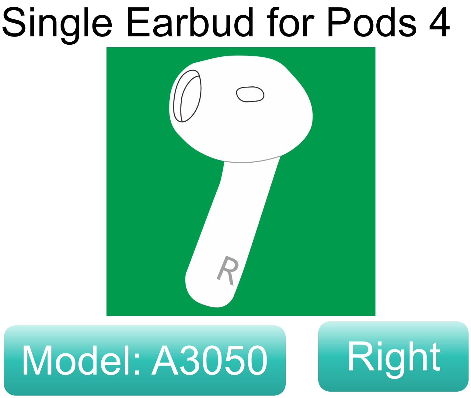 Amazon.com: OEM A3050 One Right Earbuds Replacement for Pod (4th